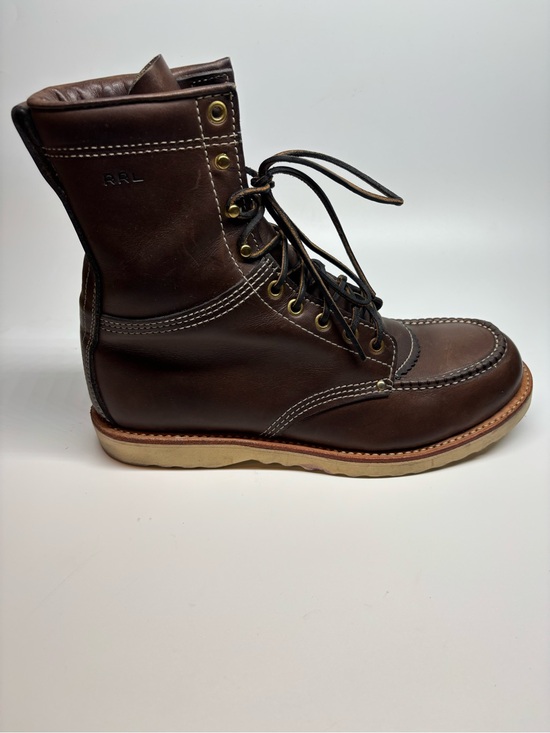 Ralph Lauren Dark Brown Leather Moc Toe Lace-Up Boots Size 9D main image 7